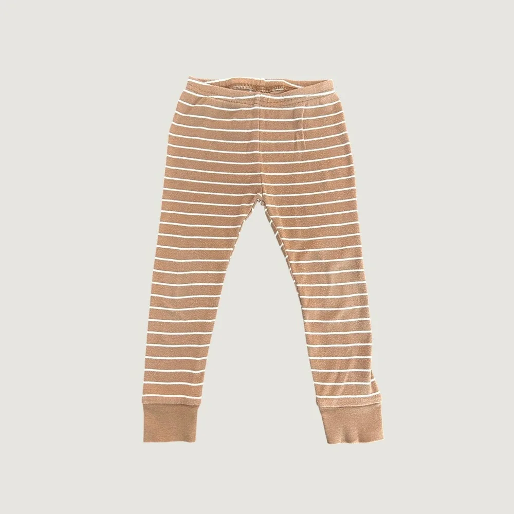 Carters Toddler 2T Pajama Pants Brown White Striped Cotton Snug Fit 1336